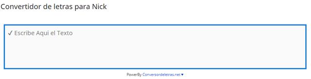 conversor de letras para nick juego